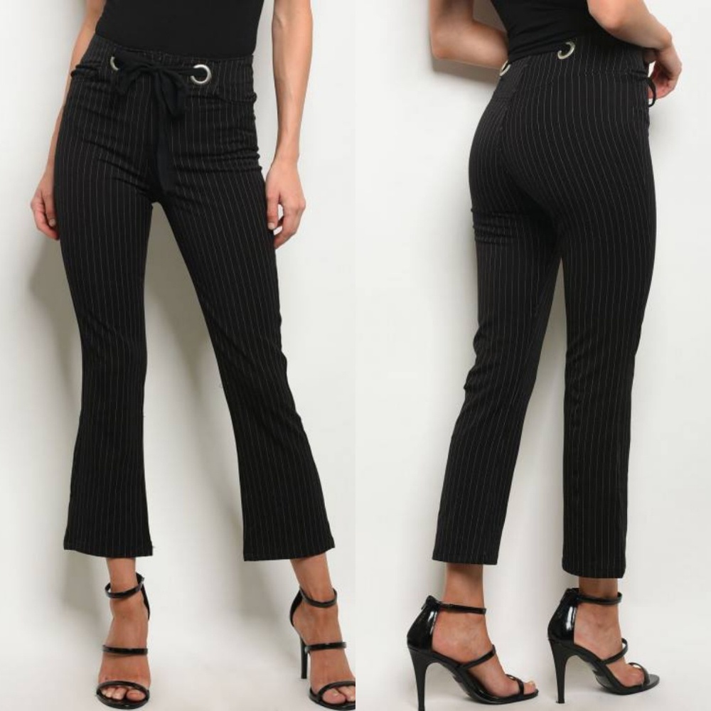 PINSTRIPE KICK FLARE PANTS in black - Picture 4 of 6